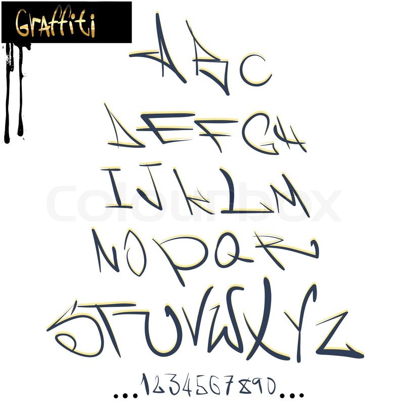785x800 Graffiti Font Alphabet, Abc Letters Stock Vector Colourbox
