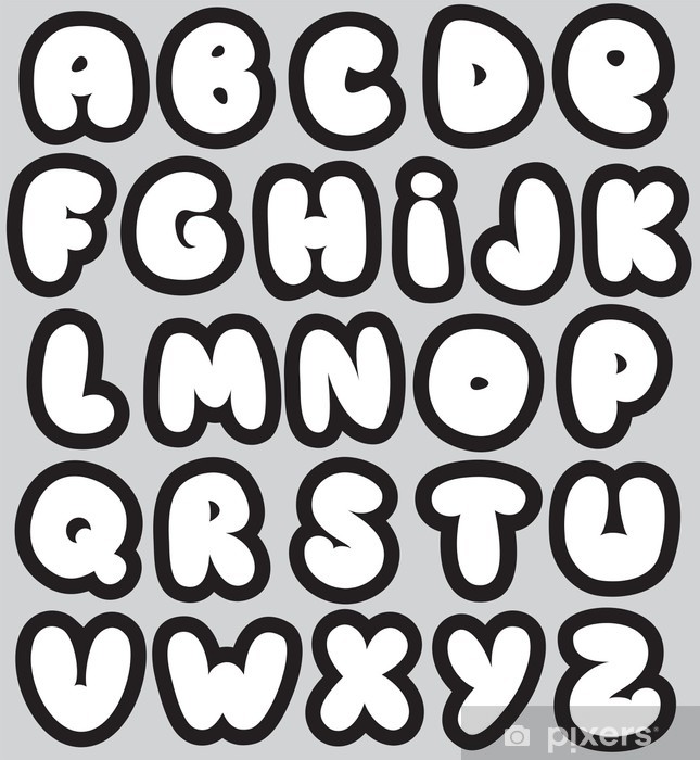 645x700 Graffiti Font Alphabet Different Letters Vector Wall Mural