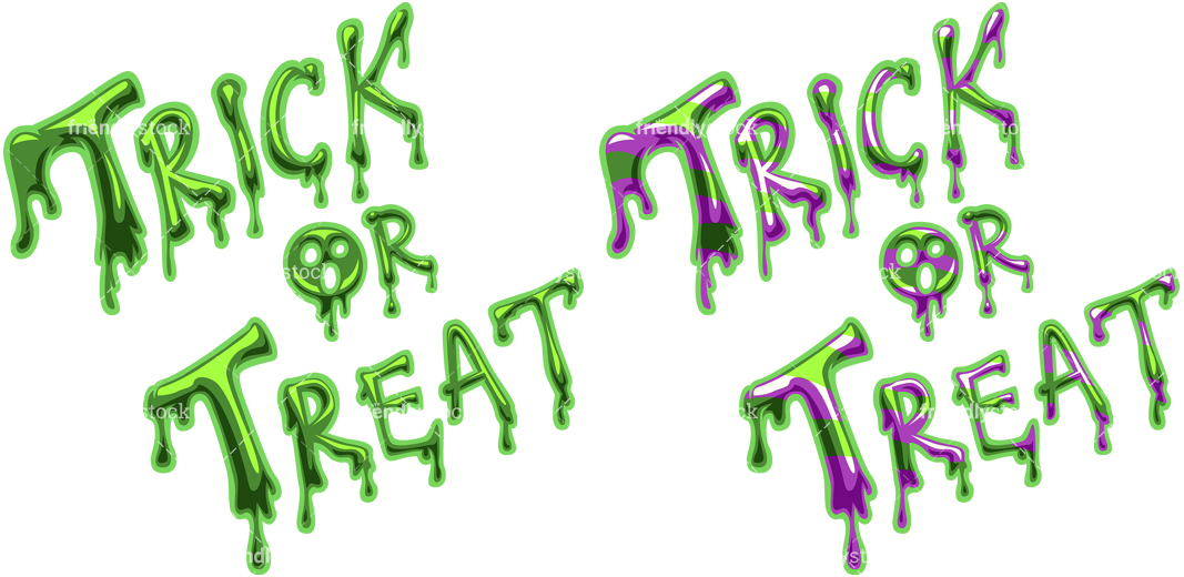 1067x520 Trick Or Treat Slime Graffiti Cartoon Vector Clipart