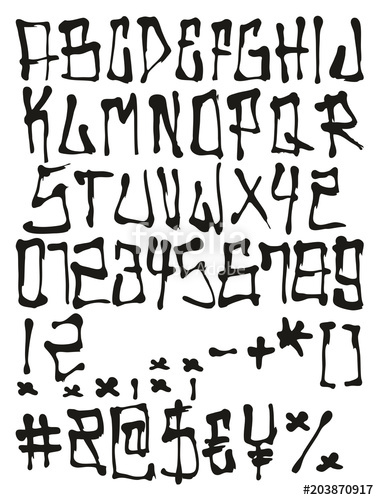 379x500 Ball Pen Graffiti Or Street Art Square Freehand Vector Font