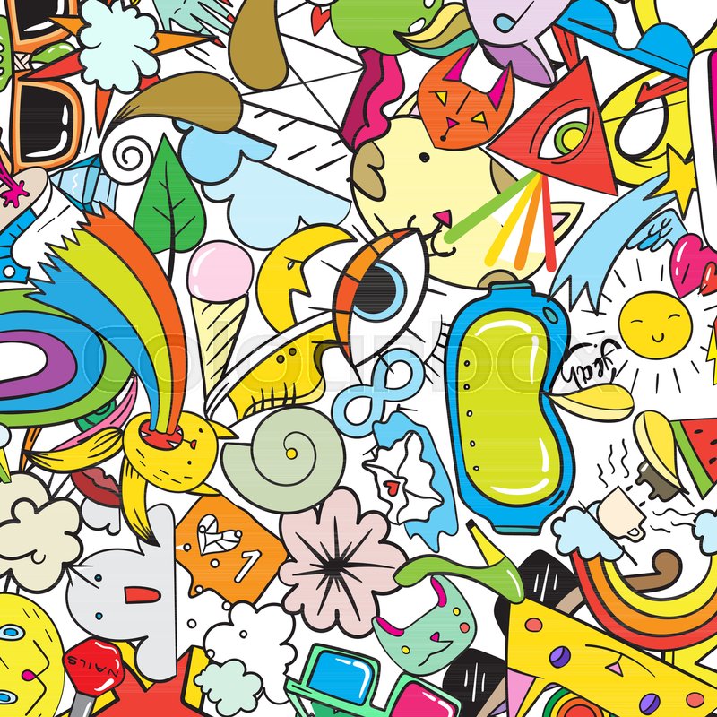 800x800 Graffiti Pattern With Urban Lifestyle Stock Vector Colourbox