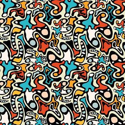 416x416 Grunge Colored Graffiti Seamless Pattern Vector Illustration