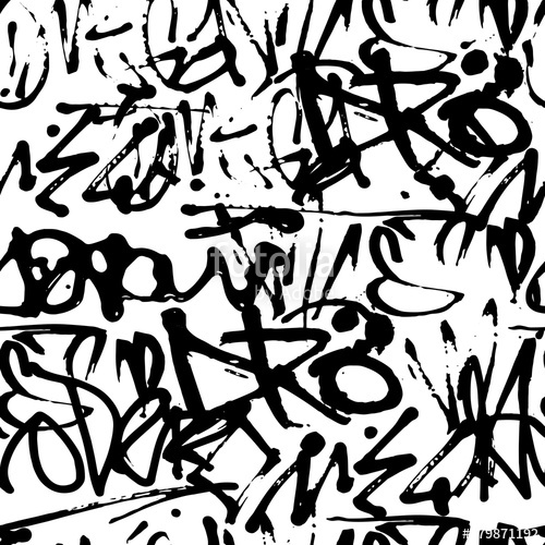 500x500 Vector Graffiti Seamless Pattern With Abstract Tags Stock Image