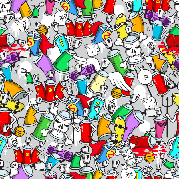 626x626 Graffiti Characters Seamless Pattern Vector Premium Download