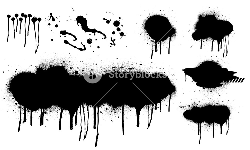 1000x600 Spray Graffiti Stencil Template Isolated Collection Black