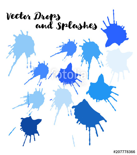 441x500 Blue Vector Splashes, Hand Painted Watercolor Bang Indian Holi