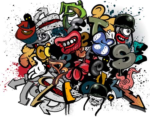 500x390 Graffiti Wall Design Vector Material Free Download