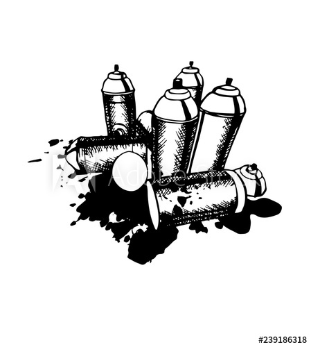 449x500 Sketch Of The Cans For Graffiti Vector Illustration