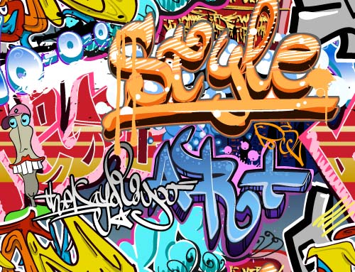 500x383 Graffiti Wall Design Vector Material Free Download