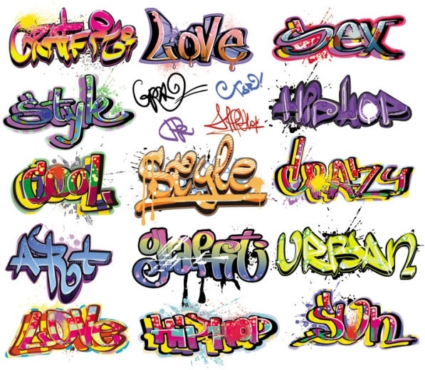 597x520 Beautiful Graffiti Font Design Vector Free Vector