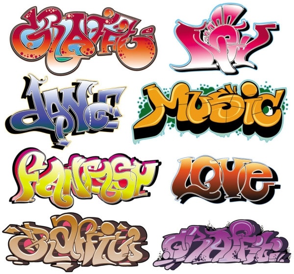 600x559 Beautiful Graffiti Font Design Vector Free Vector