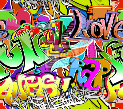 400x355 Graffiti Wall Urban Art Vector Background Seamless Pattern Graffiti