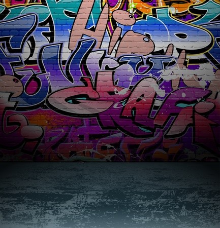 433x450 Graffiti Wall Background, Urban Street Grunge Art Vector Design