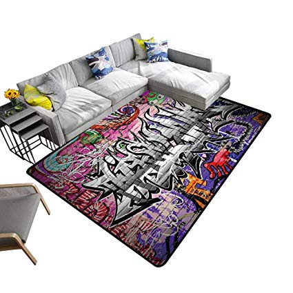 425x425 Polyester Area Rug Mat Graffiti Wall Vector Urban Art