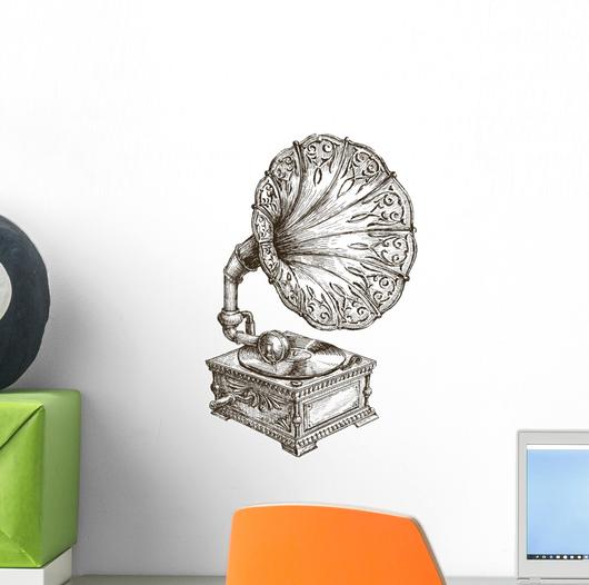 Gramophone Vector Logo Design Wall Decal 530x526 Gramophone Vector Logo Design Wall Decal
