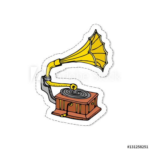 Hand Drawn Doodle Gramophone Patch Vector Illustration Musical 500x500 Hand Drawn Doodle Gramophone Patch Vector Illustration Musical
