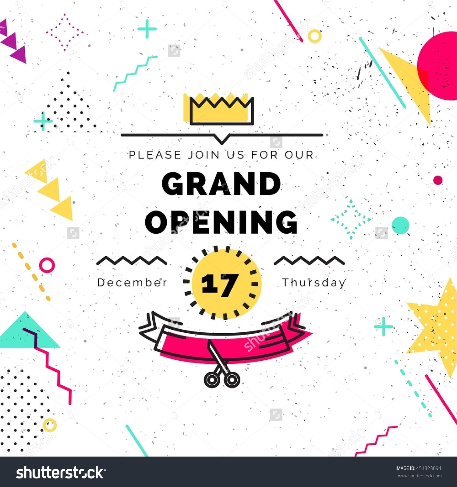1500x1600 Grand Opening Colorful Banner Vector Background In Retro