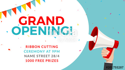 500x281 Grand Opening Flyer Banner Template Marketing Business Concept