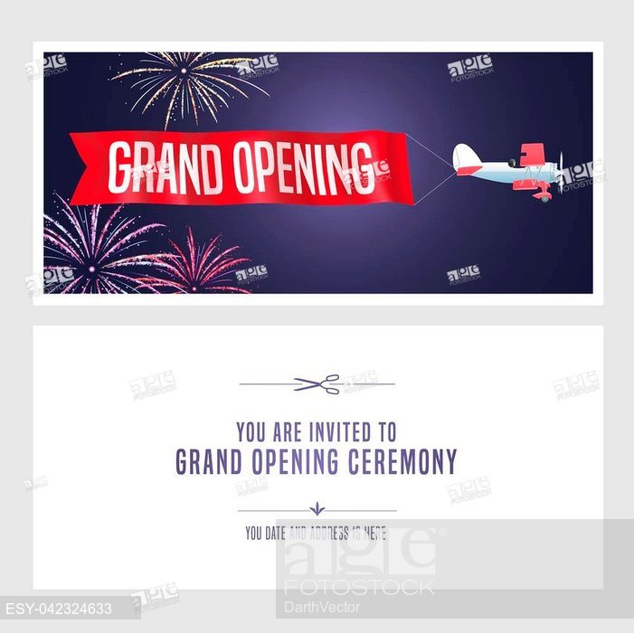 701x700 Vintage Airplane With Grand Opening Banner Vector Illustration