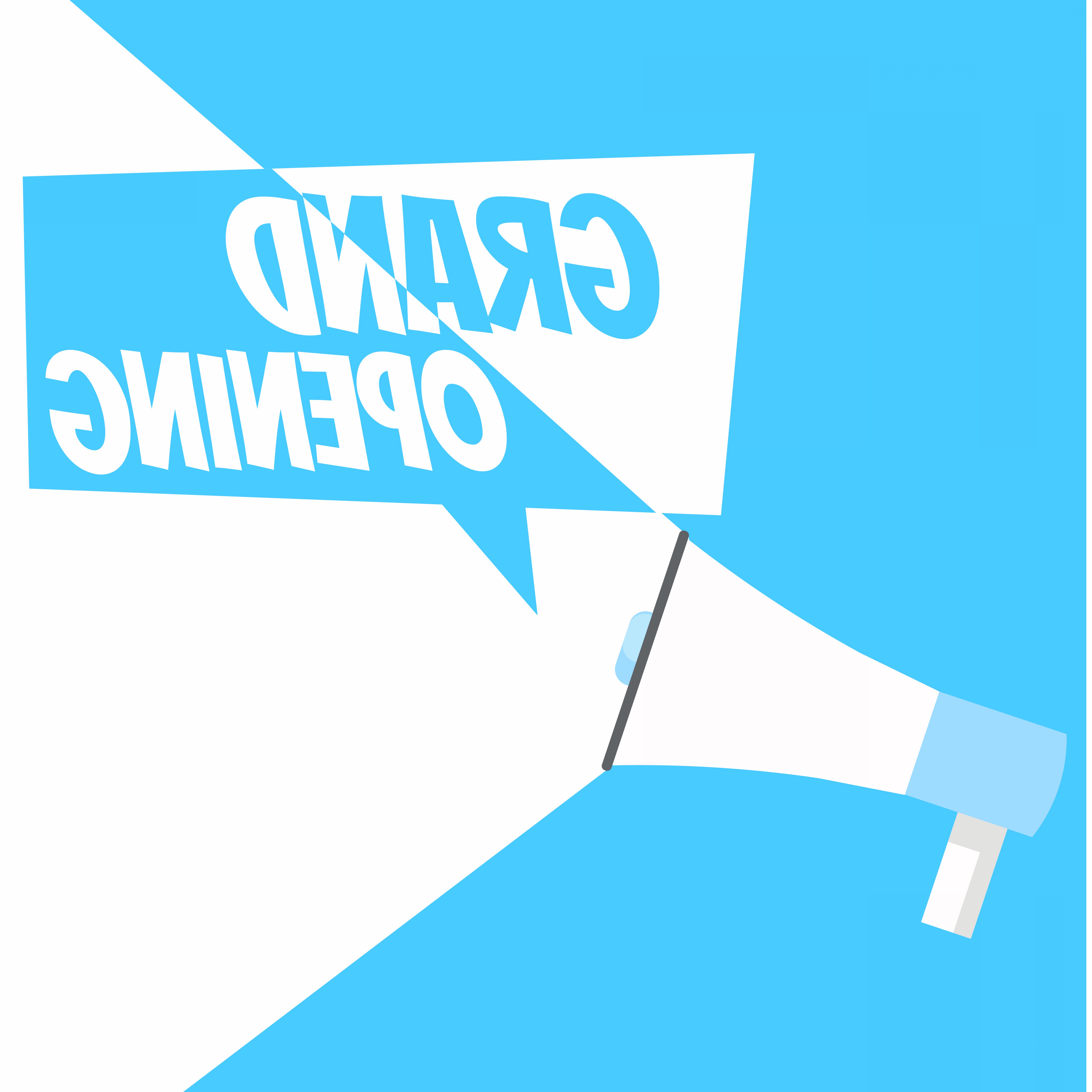 6000x6000 Grand Opening Banner Gramophone With Text On A White Blue