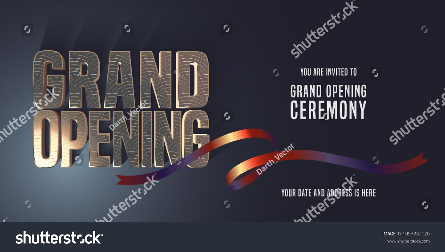 1500x850 Grand Opening Vector Banner, Illustration, Invitation Card