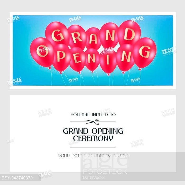 701x700 Grand Opening Vector Illustration, Invitation Card For New Store