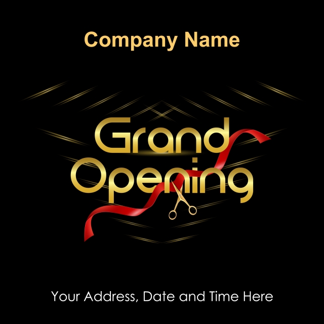 640x640 Grand Opening Vector Background With Gold Text And Ribbon Banner