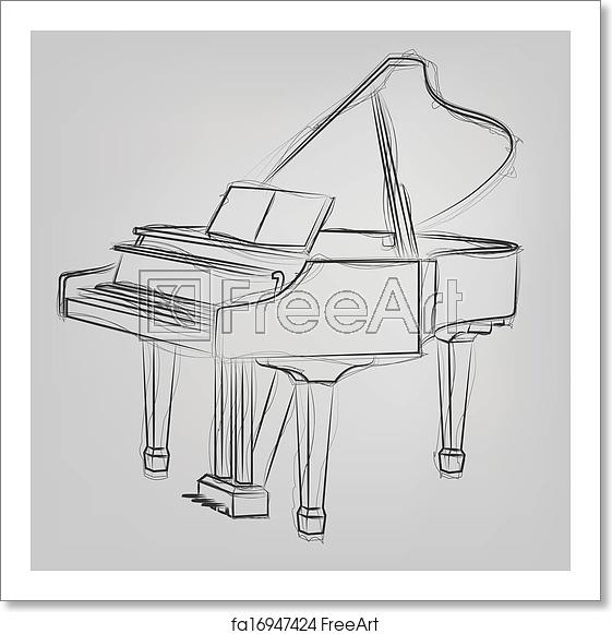 561x581 Free Art Print Of Abstract Vector Illustration Of A Grand Piano