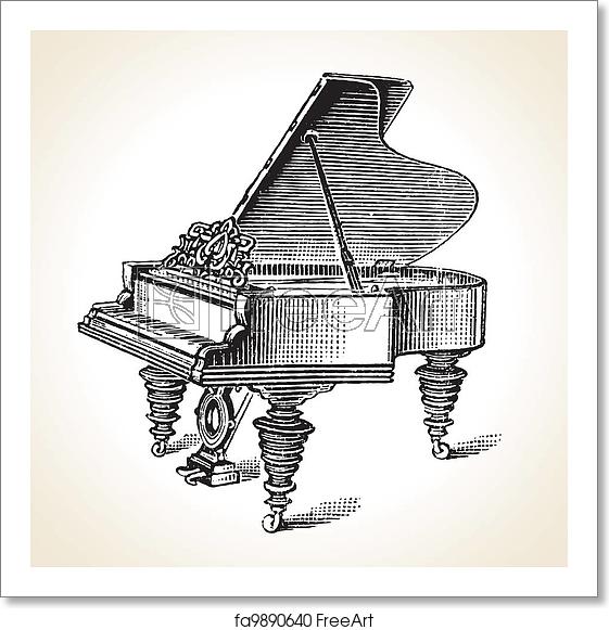 561x581 Free Art Print Of Vintage Grand Piano Vector Retro Vintage Grand