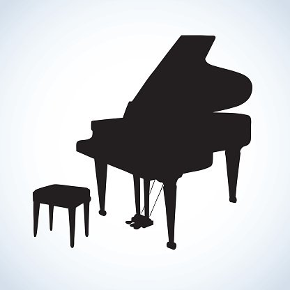 416x416 Vector Drawing Of An Open Grand Piano Premium Clipart