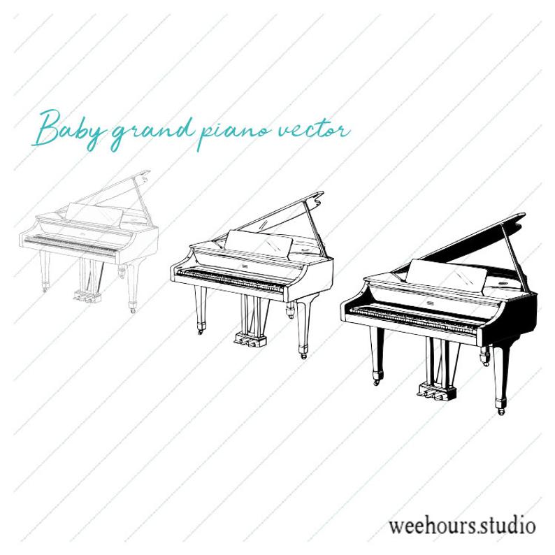 794x794 Baby Grand Piano Vector Clipart Stamp For Digital Etsy