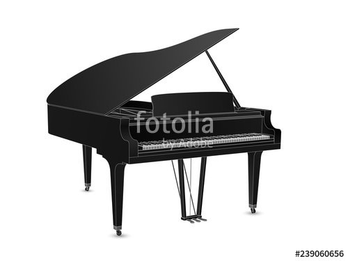 500x375 Beautiful Realistic Detailed Grand Piano Vector In Black Color