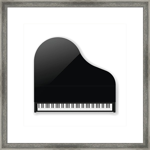 600x600 Black Classic Grand Piano Vector Framed Print