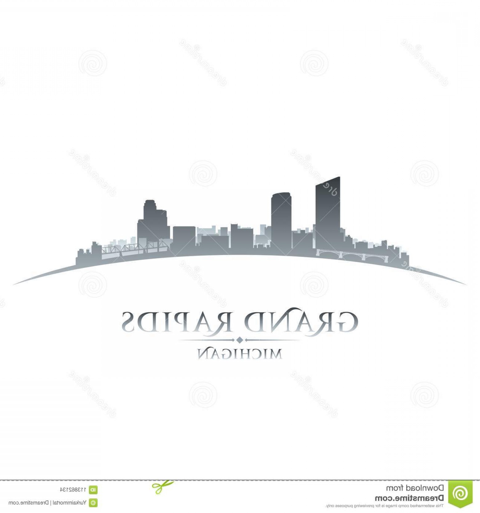 1560x1668 Grand Rapids Michigan City Skyline Silhouette White Background