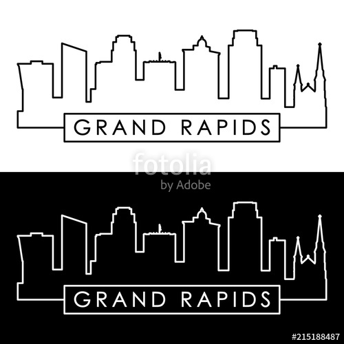500x500 Grand Rapids Skyline Linear Style Editable Vector File Stock