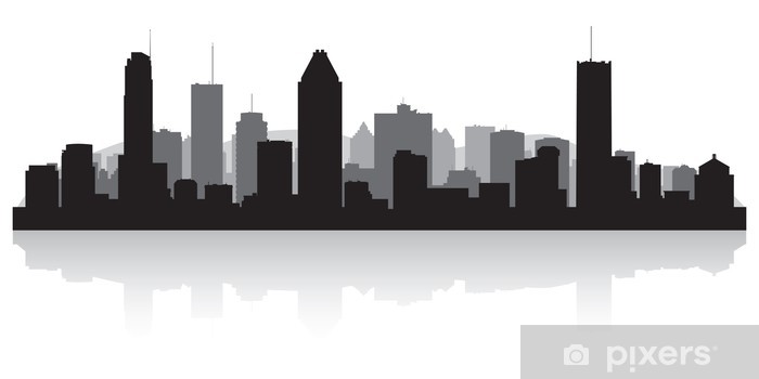 700x350 Montreal Canada City Skyline Vector Silhouette Wall Mural Pixers