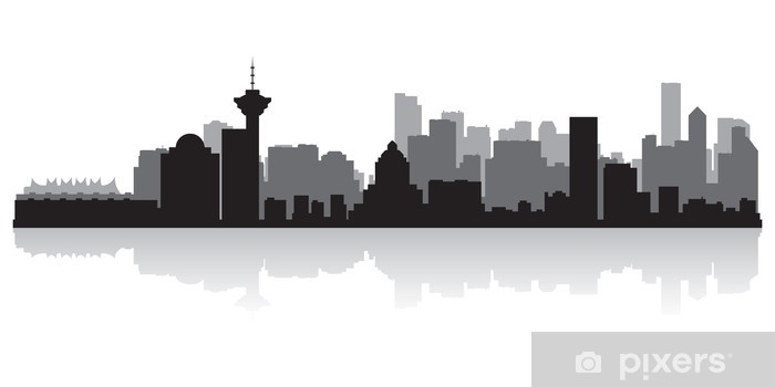700x350 Vancouver Canada City Skyline Vector Silhouette Wall Mural