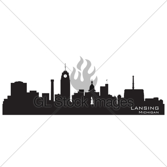 325x325 Grand Rapids, Michigan Skyline Detailed Vector Silhouette Gl