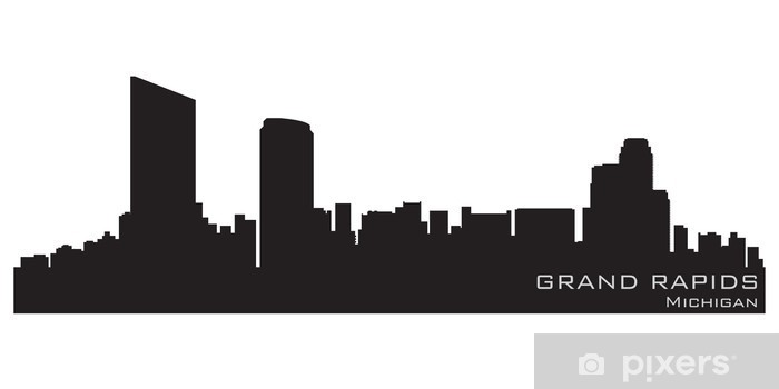 700x350 Grand Rapids, Michigan Skyline Detailed Vector Silhouette