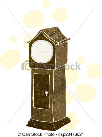 350x470 Cartoon Dusty Old Grandfather Clock Vector Illustration