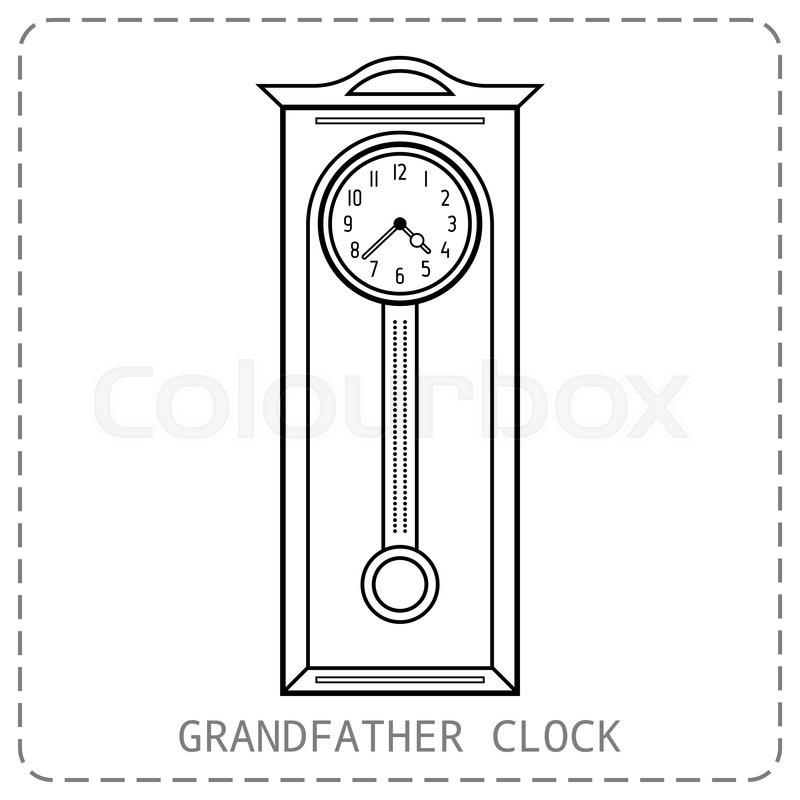 800x800 Grandfather Clock Vintage Flat Linear Stock Vector Colourbox
