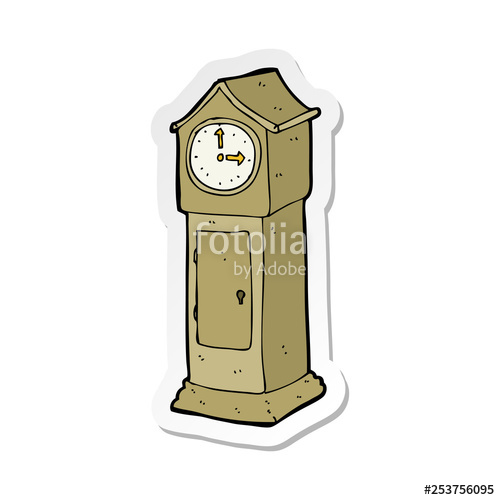 500x500 Sticker Of A Cartoon Grandfather Clock Stock Image And Royalty