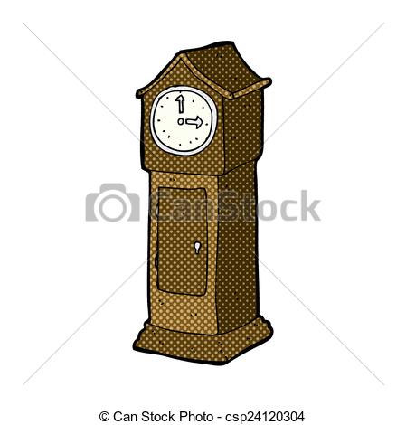 449x470 Comic Cartoon Grandfather Clock Retro Comic Book Style Vector