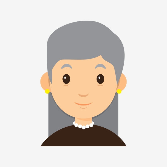 640x640 Old Lady Vector Cartoon Style Art, Old Lady, Grandma, Vector Png