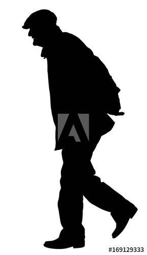 290x500 Old Man Person Walking Silhouette Vector Character Isolated