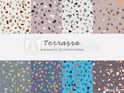 500x375 Terrazzo Vector Seamless Patterns Set, Seamless Granite Vector