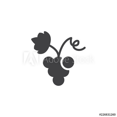 500x500 Grapes With Grape Leaf Vector Icon Filled Flat Sign For Mobile