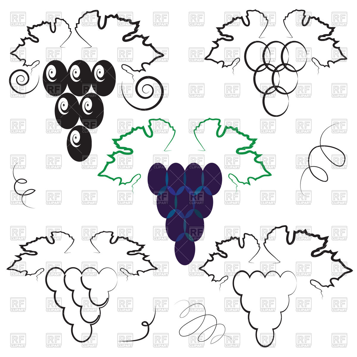 1200x1200 Sketch Of Branches Grapes Vector Image Of Food And Beverages