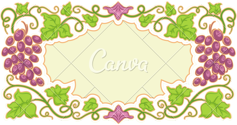 800x424 Ornamental Frame With Grape Vine Vector Illustration