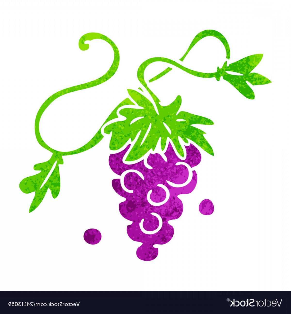 1200x1296 Retro Cartoon Doodle Of Grapes On Vine Vector Handandbeak